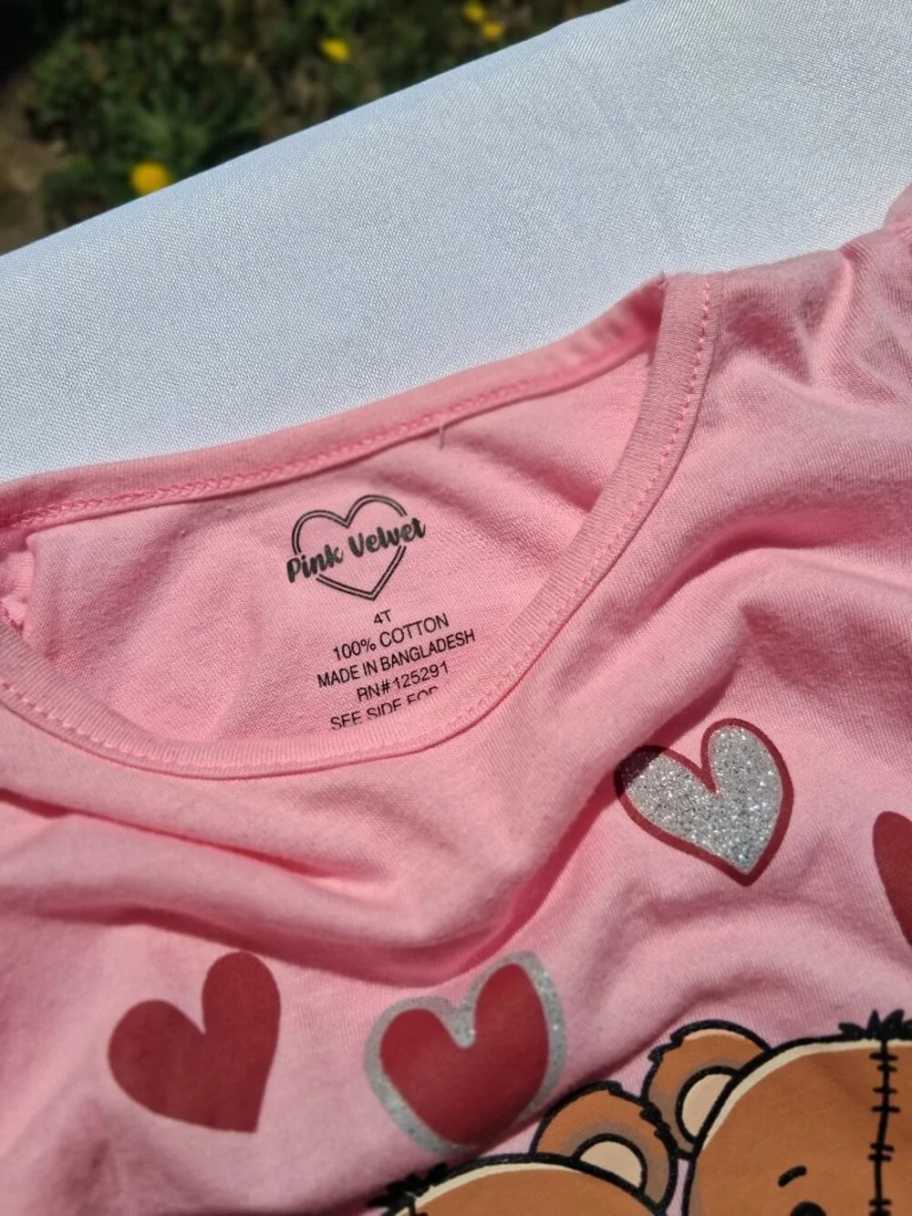Pink Velvet Girls Teddy Bear 2PC Pant Set Size 4T